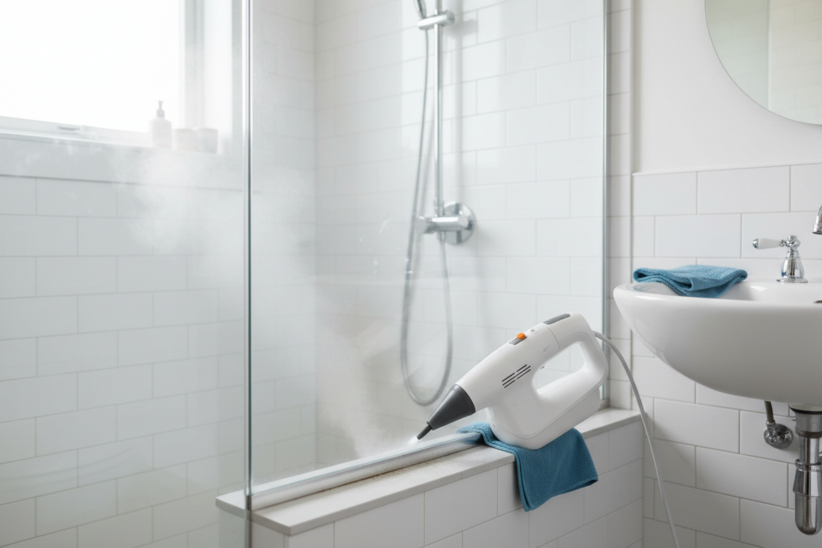 How to Clean Shower Door Tracks With a Handheld Steam Cleaner